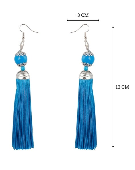 Buy Silver Shine Facinating Blue Long Thread Tassel Earrings for Women at  Amazon.in