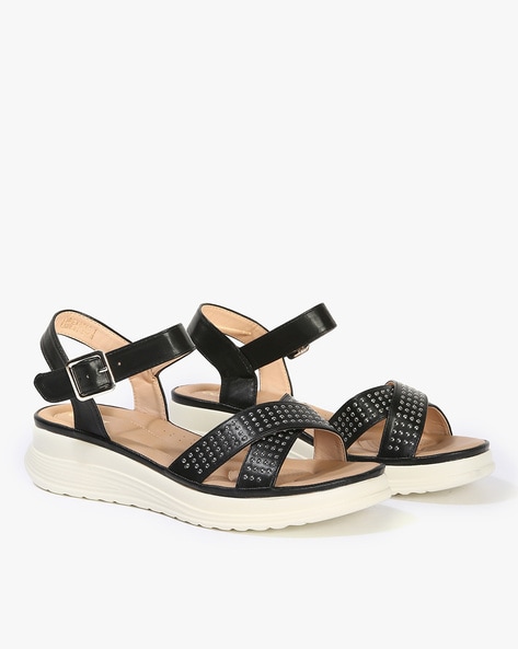 Ma'am Shoes Croc Embossed Leather CJ Slide Sandals