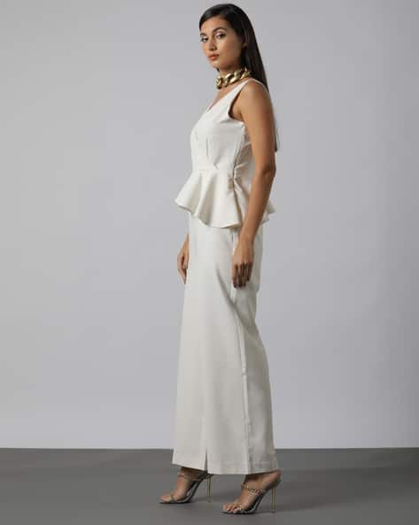 Women Wide Hem Jumpsuit with Ruffles