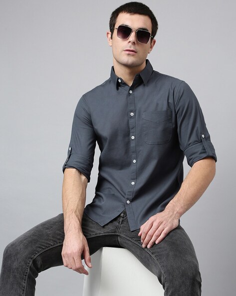 Buy Dark Grey Shirts for Men by DENNISLINGO PREMIUM ATTIRE Online 