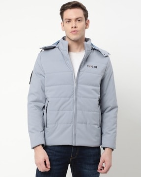 Hooded Puffer Jacket in Grey - Cordova