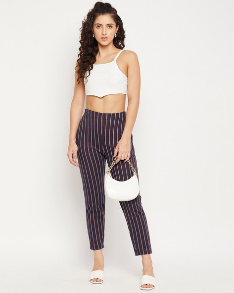 2023 Elegant High Waist Capris With Clacive Stripe Print For Office Wear  Retro Loose Leg Striped Trousers Women For Women T230825 From Catherine002,  $7.45 | DHgate.Com