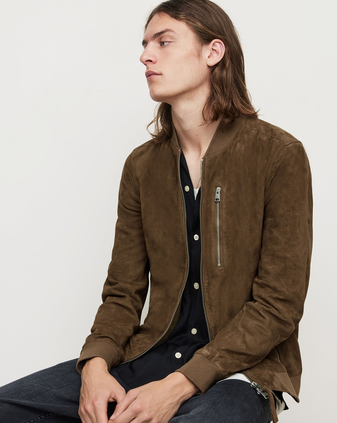 All saints clearance green bomber jacket