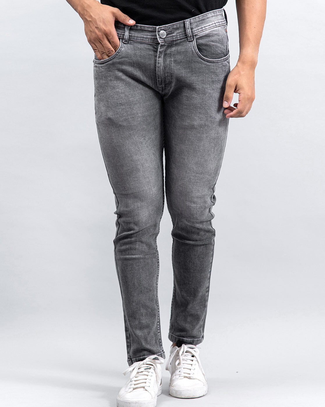 Smoky Grey Skinny Ankle Fit Men's Denim Jeans - Tistabene - Tistabene