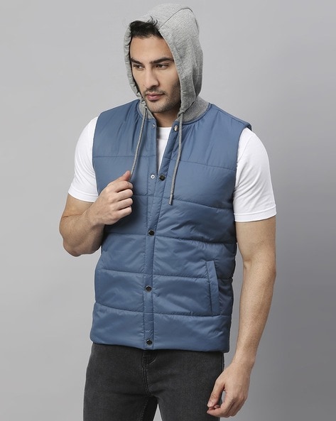 Buy CREATMO US Men's Outdoor Winter Vest Outerwear Removable Hooded Padded Puffer  Sleeveless Vest, Black, Small at Amazon.in