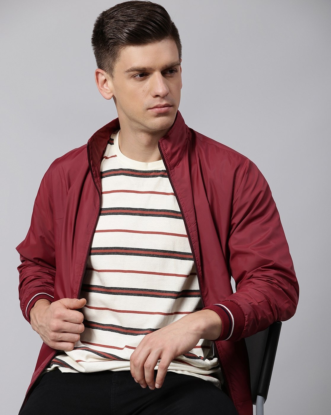 Buy online Maroon Color-blocked Hooded Casual Jacket from Jackets for Men  by Beyou Fashion for ₹529 at 47% off | 2023 Limeroad.com