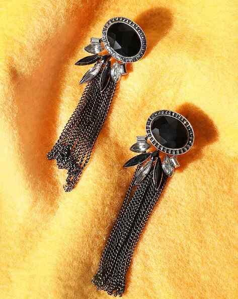 Zaveri Pearls Earrings Buy Zaveri Pearls Sparkling Black Crystals Fashion  Forward Tassel Earring Online  Nykaa Fashion