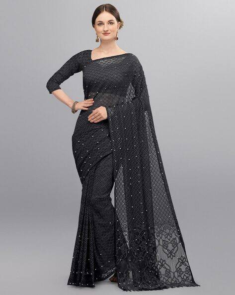 Buy Black Sarees for Women by GOSTYLE Online | Ajio.com