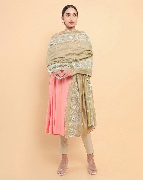 Dupatta with Floral Embroidery Price in India