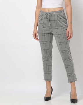 Buy Van Heusen Women Grey Check Formal Slim Fit Trousers online