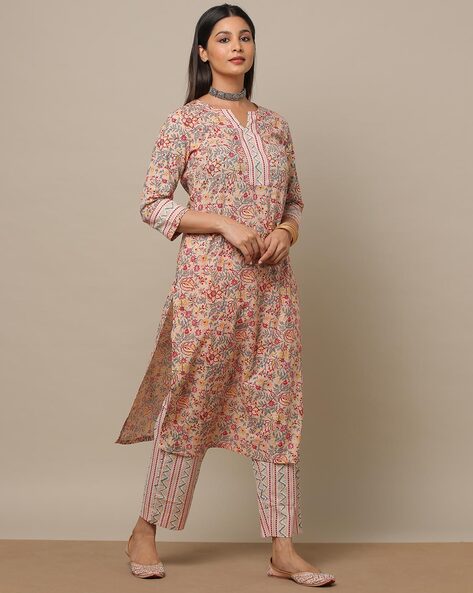 Multicolor criss cross checkered kurta and black pants - set of two by Desi  Doree | The Secret Label