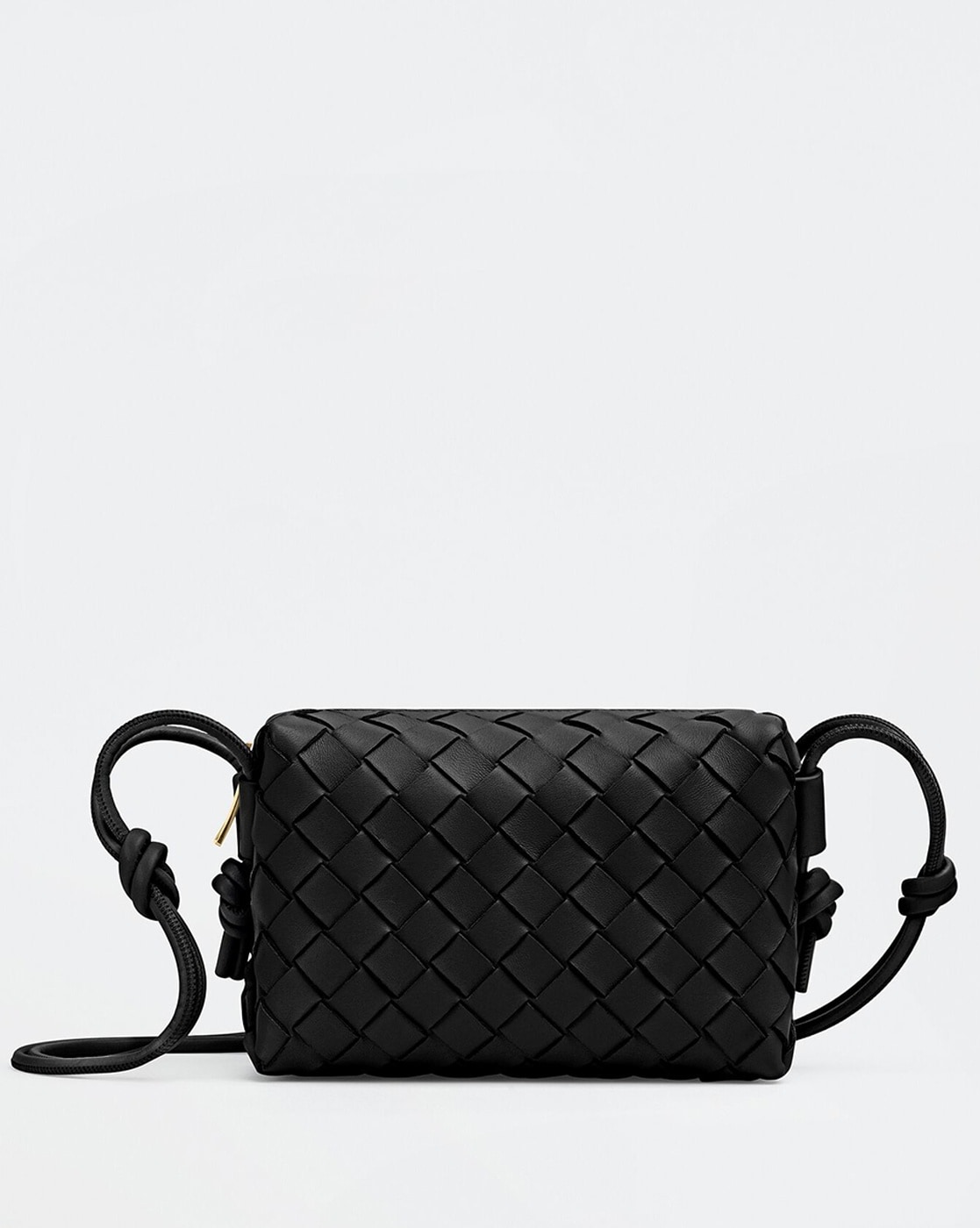 NEW Bottega Veneta Intrecciato Leather Zip Around Crossbody Bag Messenger  BLACK  Inox Wind