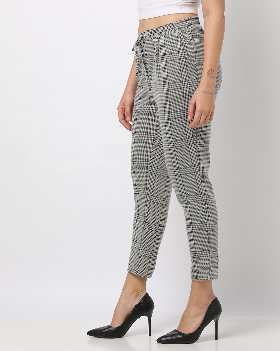 Black & Grey Checkered Flannel Cabin Pants For Women - Bombay Trooper
