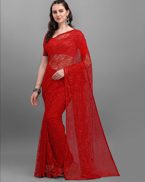 Buy Red Sarees for Women by WILORI Online | Ajio.com