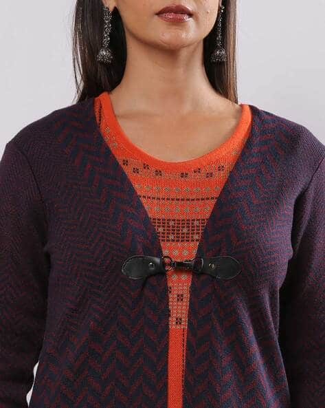 Women Chevron Pattern Longline Shrug