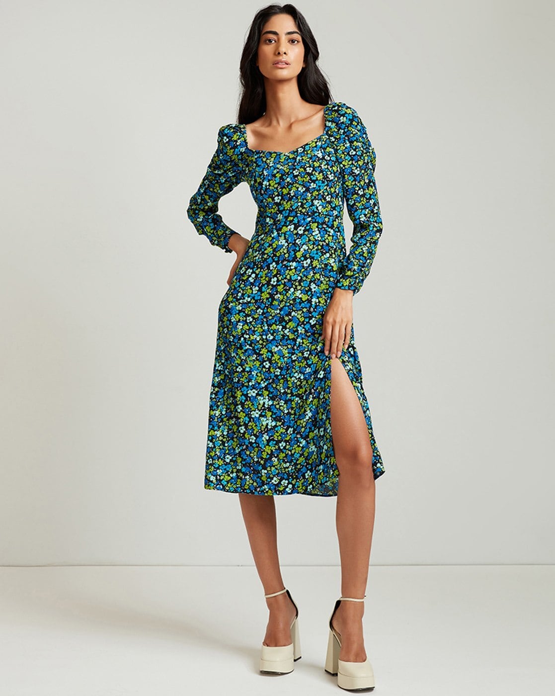 Plus Size Floral Print Folded Slit Dress – Iris & Rainbow Boutique