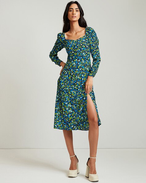Buy COVER STORY Womens Asymmetric Neck Floral Printed Bodycon Dress |  Shoppers Stop