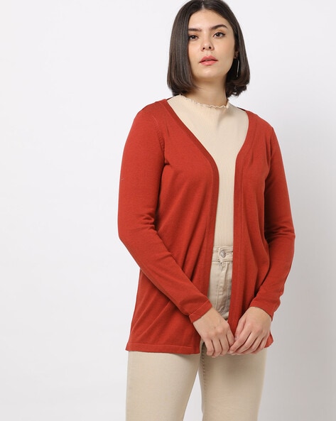 Red open front on sale cardigan