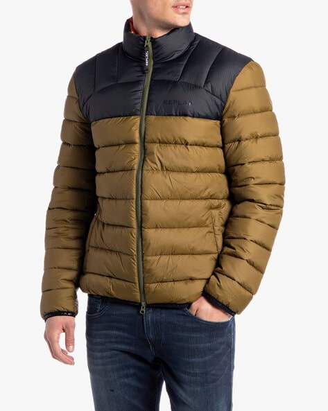 Replay Sartoriale Quilted Bomber Jacket - Biscuit