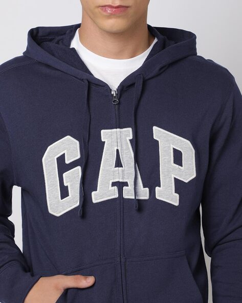 Logo Applique Zip Front Hoodie