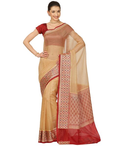 Pink Brasso Saree & Blouse In Organza 5523SR05