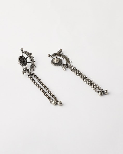 Buy JEWELZ Latest Designs Silver Plated Western Chain Drop Earrings   Shoppers Stop