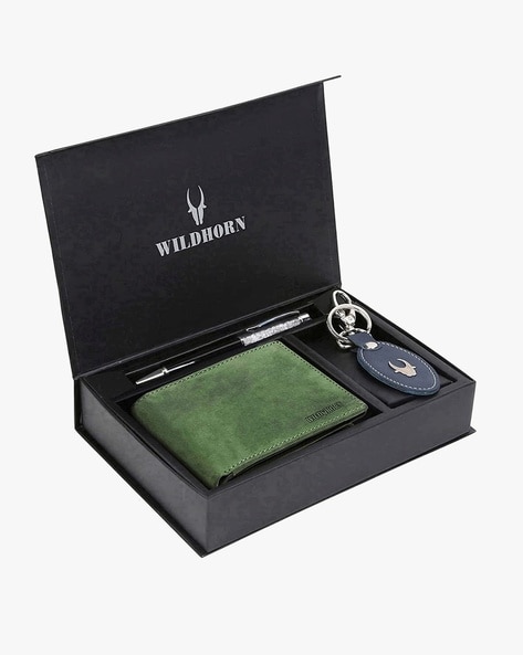 Gift Box] Original Polo Louie Men's Stylish Gift Set Genuine Cow Leather  Bifold Wallet Double Hole Belt With Gift Bag