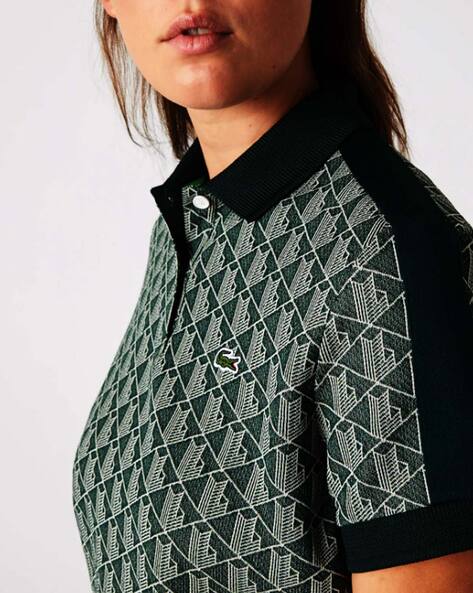 Lacoste Classic Fit Monogram Print Contrast Collar Polo Shirt -DH0073-MKJ