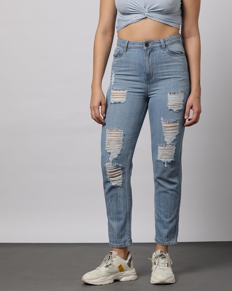 Aphrodite High Waisted Jeans for Women - Distressed Destroyed Ripped Cut  Out Skinny High Waist Stretch Casual Denim Pants : : Clothing,  Shoes