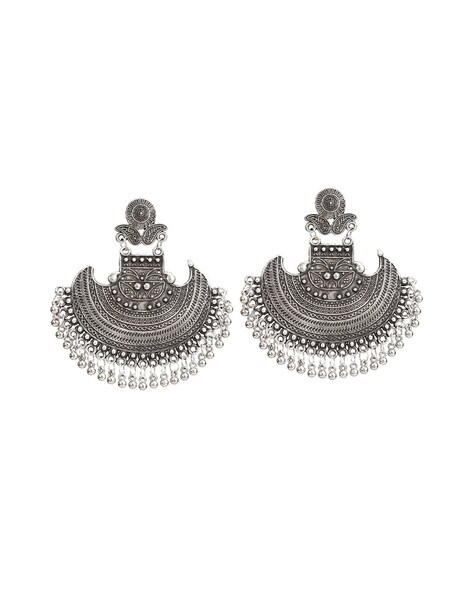 Ethnic Motifs Embossed Ghungru Drop Versatile Jhumka Earrings