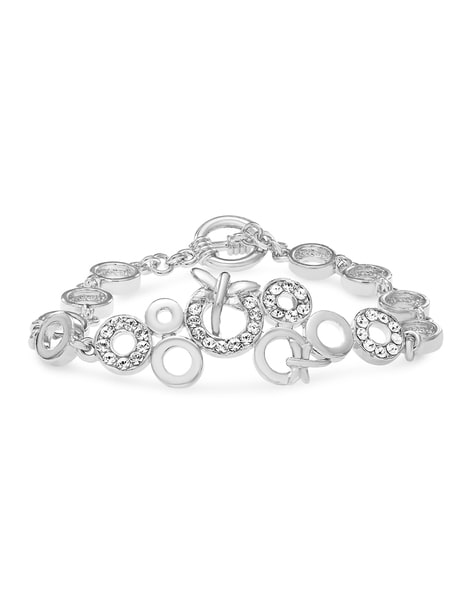 Swarovski Bracelet Rhodium Plated and Crystal Pave Circles-7 1/4 inches |  eBay