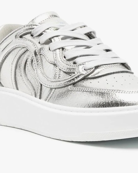 S- Wave Metallic Lace Up Sneakers