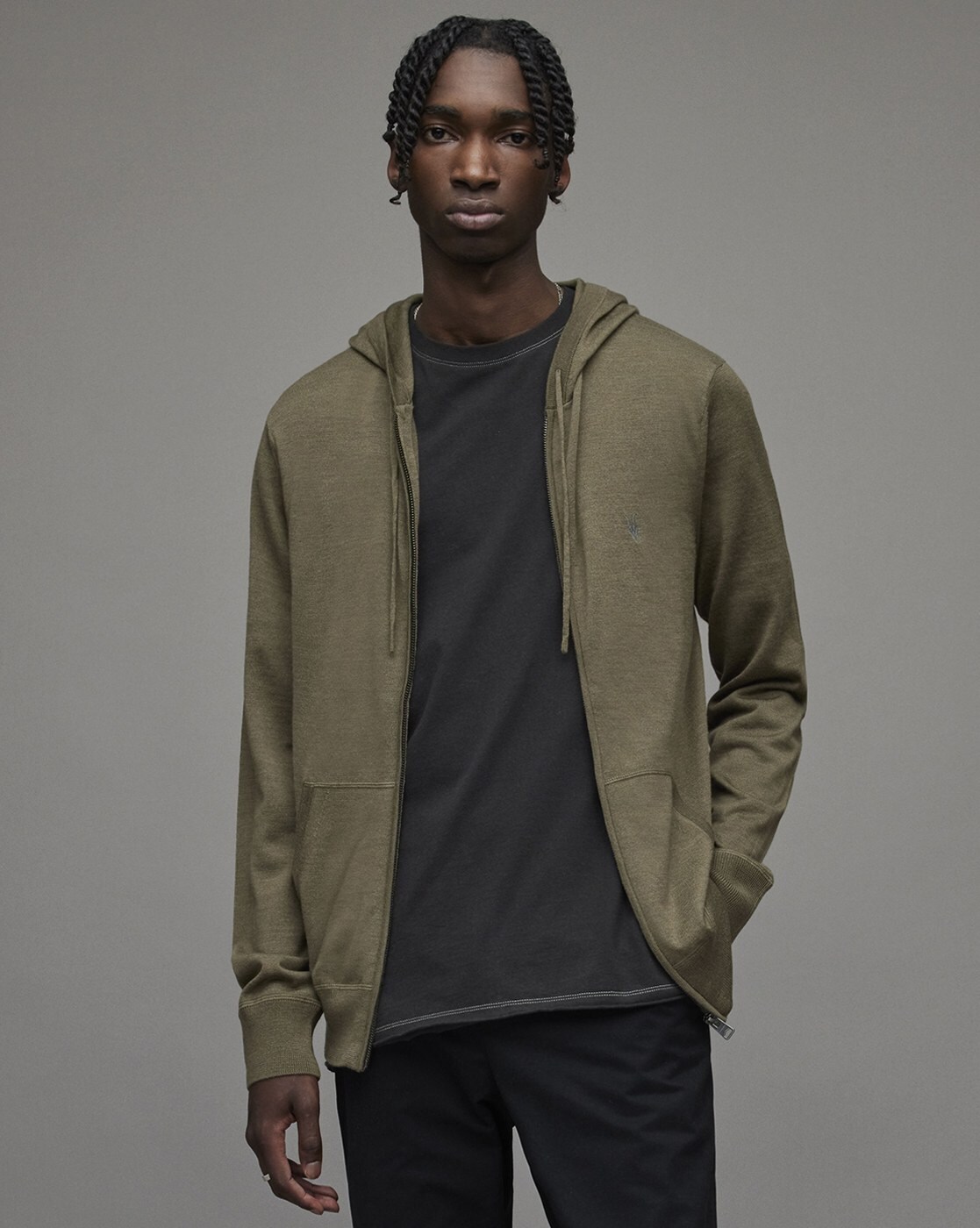 All saints mode merino zip hoodie hotsell