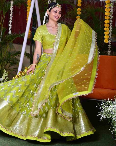 Buy Parrot Green Color Beautyful Bridal Designer Embroidery With Sequence  Work Weddingwear Georgette Lehenga Choli for Girls and Womens Fashion  Online in India - Etsy