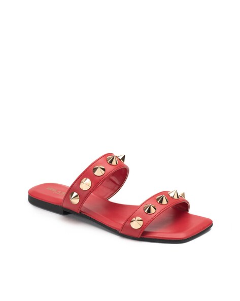 Glass Heeled Stone Studded Sandals - Red | Konga Online Shopping