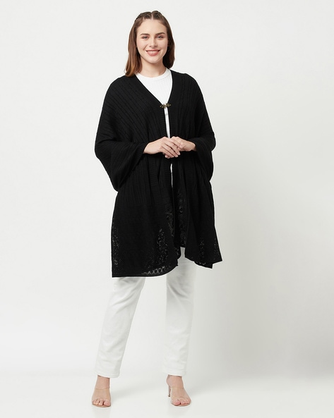 Knit Shawl with Ribbed Hems Price in India
