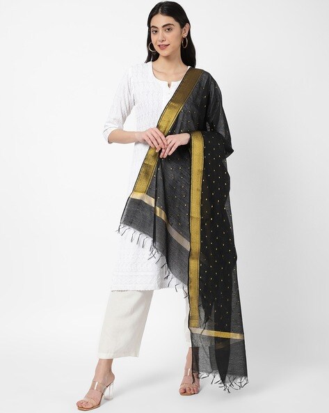 Micro Print Dupatta with Tassels Price in India
