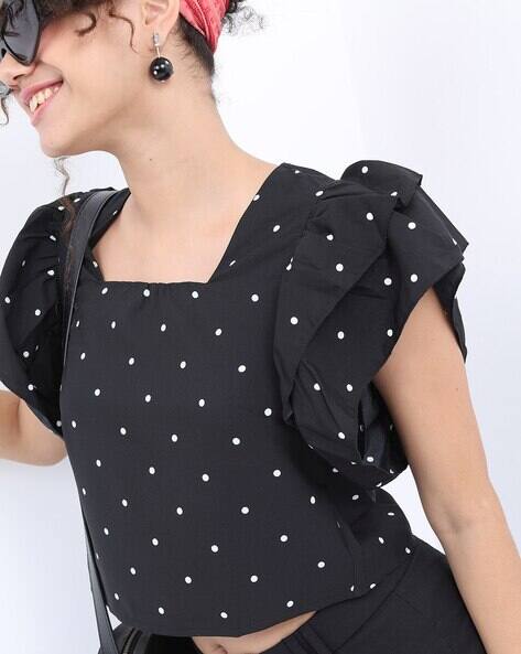 polka dot square neck top