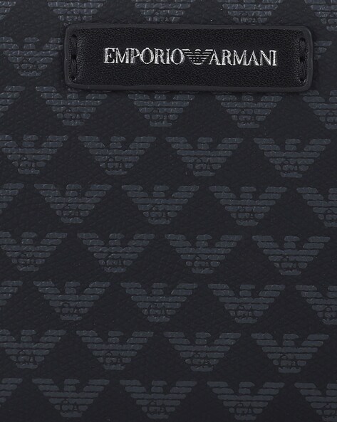 Buy EMPORIO ARMANI Annie Allover Logo Wallet with Gold Logo Detailing |  Black Color Women | AJIO LUXE