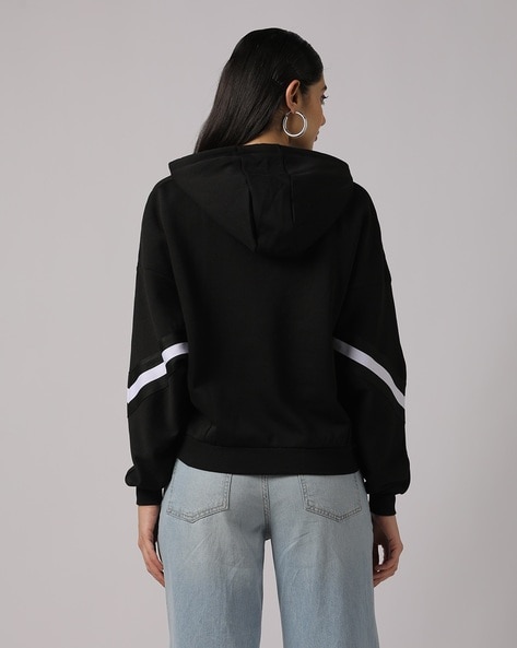 Drawstring Hoodie with Contrast Stripes