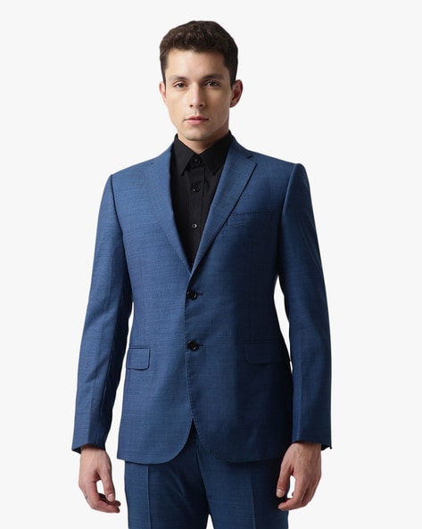 Buy EMPORIO ARMANI Woollen Regular Fit 2-Piece Suit Set | Blue Color Men |  AJIO LUXE