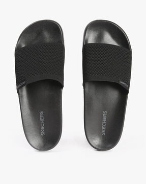 Black slide on skechers new arrivals