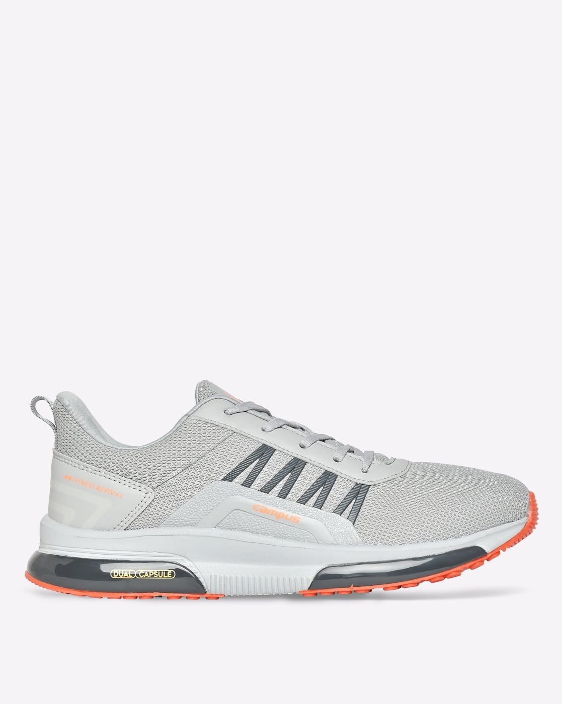 Campus Brazil Pro Lace-Up Running Shoes For Men (Grey, 8)
