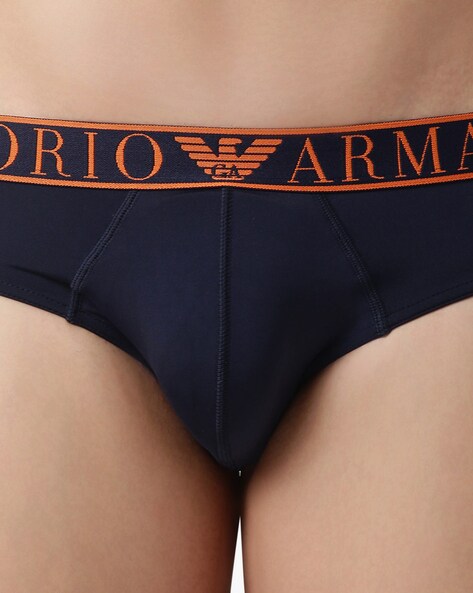 Buy EMPORIO ARMANI Microfiber Waistband Briefs Navy Blue Color