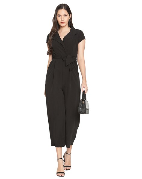 Cropped Jumpsuit in Matte Crinkle Satin – NOMIA