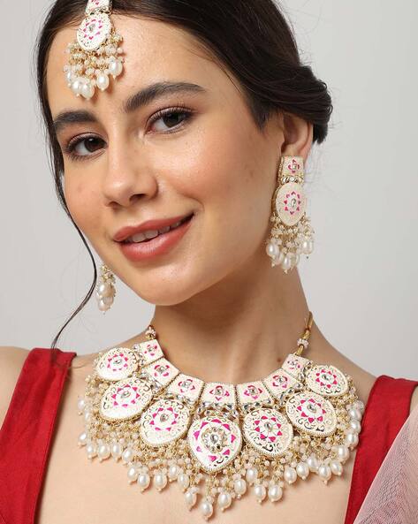 Buy Pink & Gold-Toned FashionJewellerySets for Women by Sohi Online