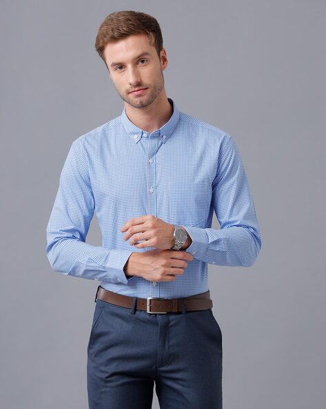 Checked Slim Fit Shirt with Patch Pocket