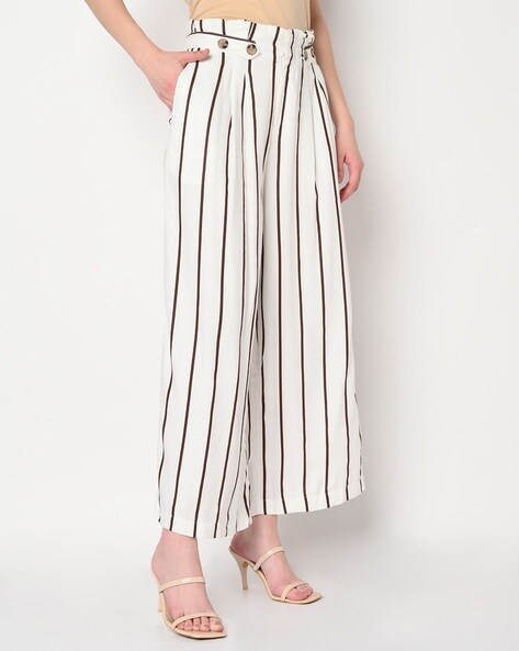 Plus Black Striped Paperbag Leg Trousers | Plus size outfits, Plus size  fashion, Wide leg pants outfit