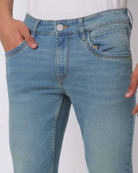 Mid-Wash Slim Fit Jeans