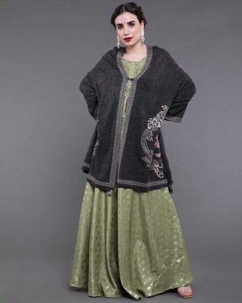 Floral Pattern Shawl with Tassels Price in India